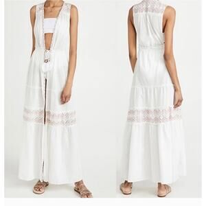 Ramy Brook Paloma Chevron Coverup dress Long embroidered white
